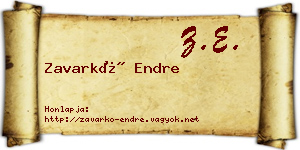 Zavarkó Endre névjegykártya