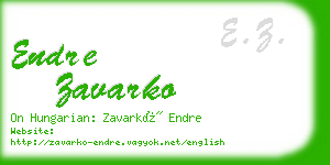 endre zavarko business card